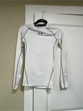 Under Armour White Compression HeatGear Long Sleeve Top